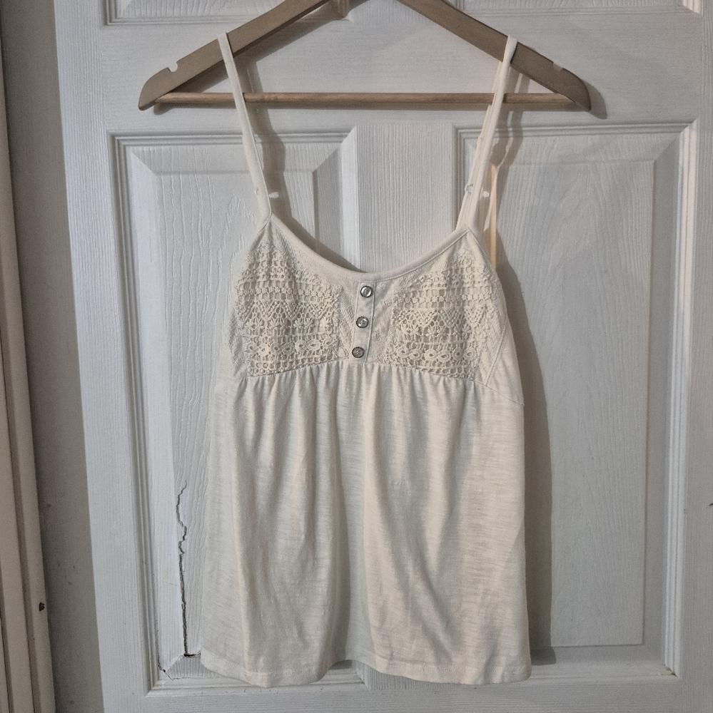 Women's Maurices Cream Lace Detail Top Sz L